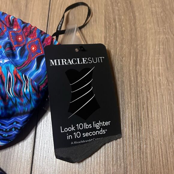 Miraclesuit Casablanca Multicolor Print Bandini Tankini Swim Top Size 8 - Picture 7 of 12